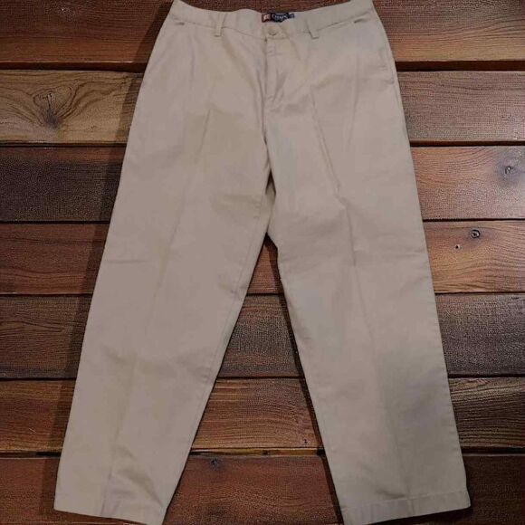Chaps Khaki Pants Mens 36x30 Relaxed Tapered Beige Casual Work Chino - Picture 2 of 9